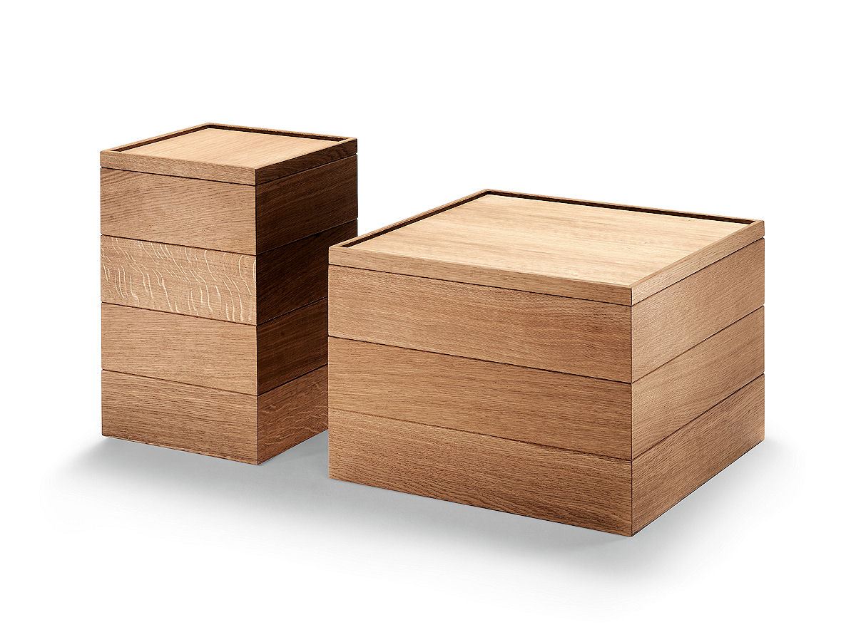 Couchtisch Woodbox - Eiche, breit, fest stehend